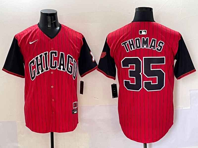 Men 2025 Chicago White Sox #35 Thomas Red Stripe Joint Name Nike MLB Jersey style 31->chicago white sox->MLB Jersey